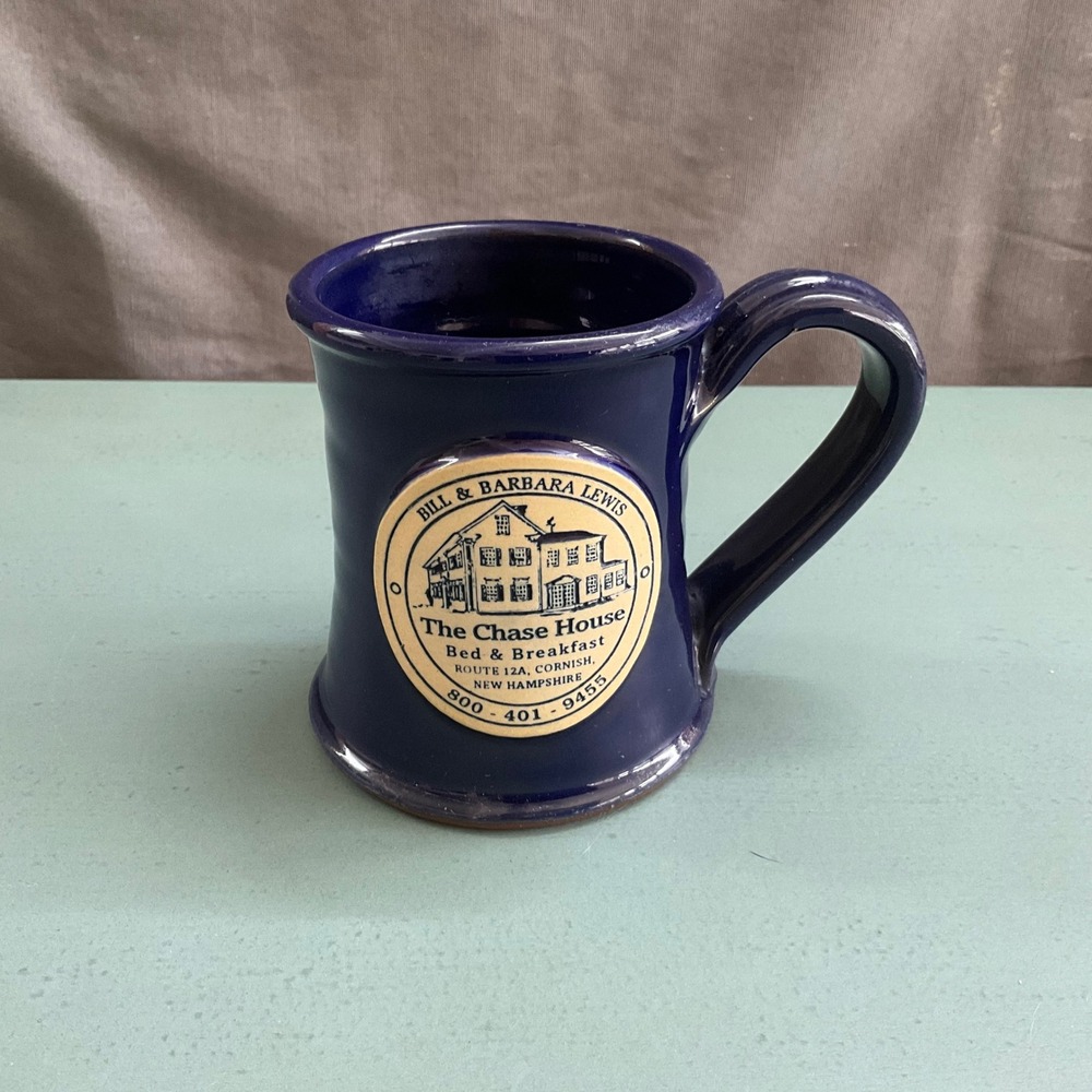 Deneen Pottery Mug The Chase House Bed and Breakfast Cornish NH Cobalt Blue